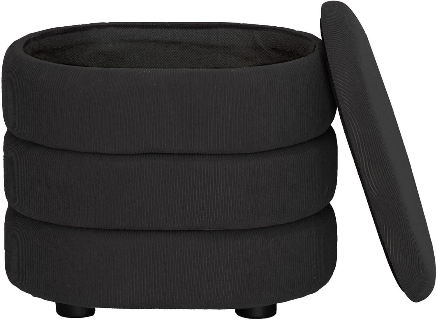 Dark Grey Velvet Oval Storage Ottoman Pouffe Footstool Vanity Seat