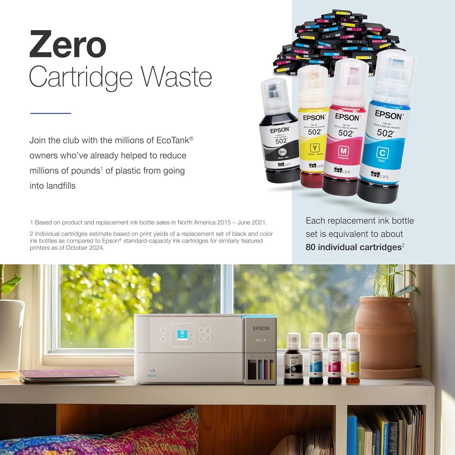 EcoTank ET-2980 White Wi-Fi All-in-One Supertank Printer | Print, Scan, Co