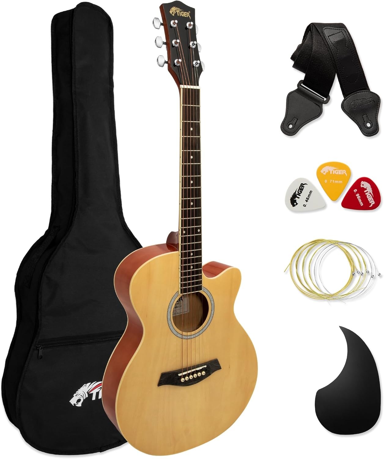 3/4 Size Acoustic Guitar Starter Kit Steel Strings with Bag Strap