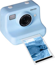 Kids Instant Print Sticker Camera Blue Dual Lens 120 Stickers Kit