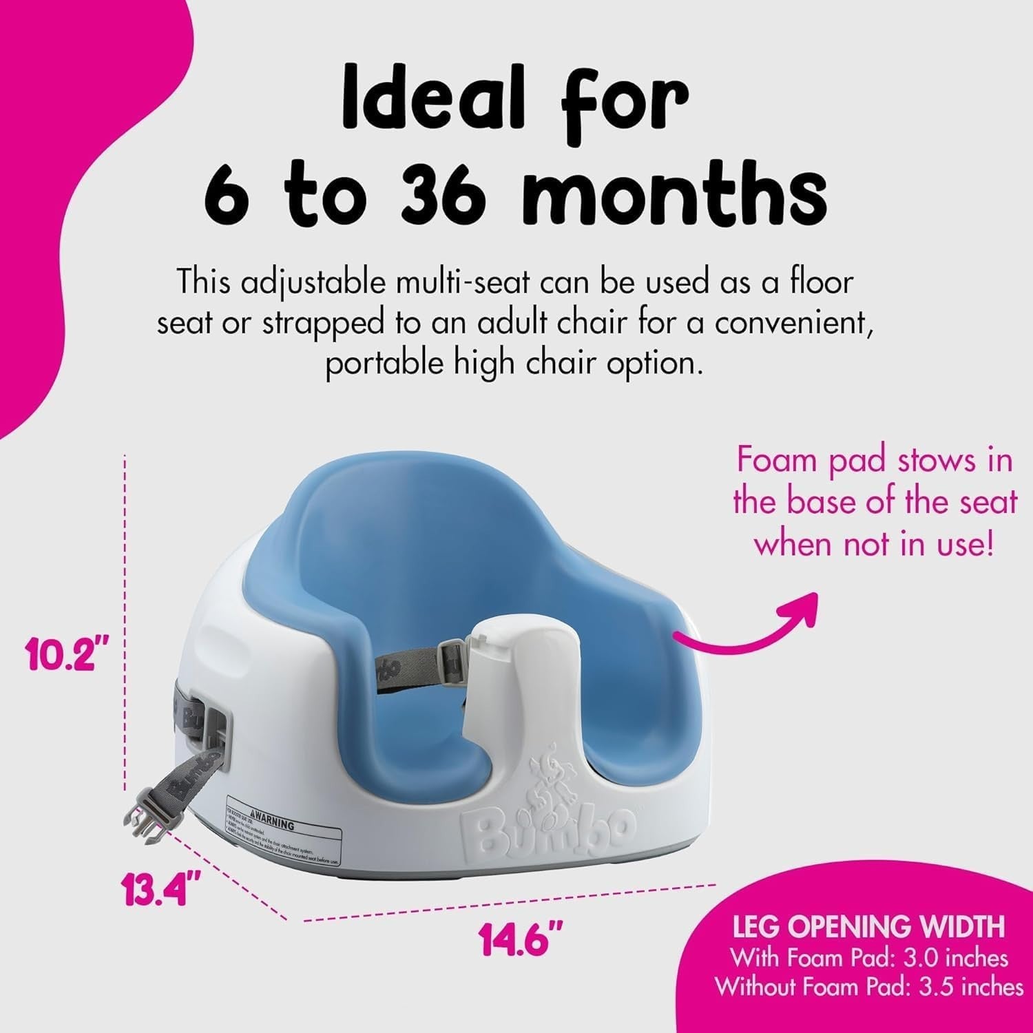 Adjustable Toddler Multi Seat Booster Chair with Tray Harness Compact Safe Blue