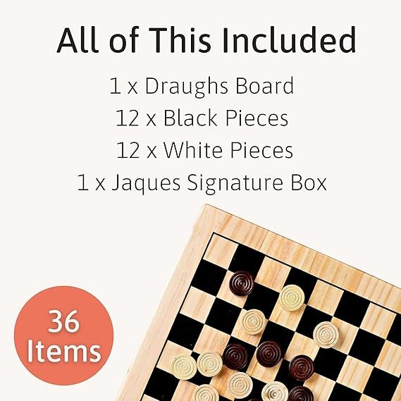 12" Wooden Draughts Board Game | Classic Checkers Set for Kids & Adults | Luxury