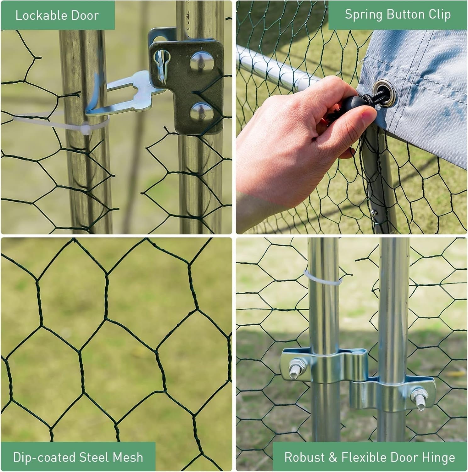 Extra Large Walk In Chicken Run 7.6x2.8m Galvanised Coop Cover
