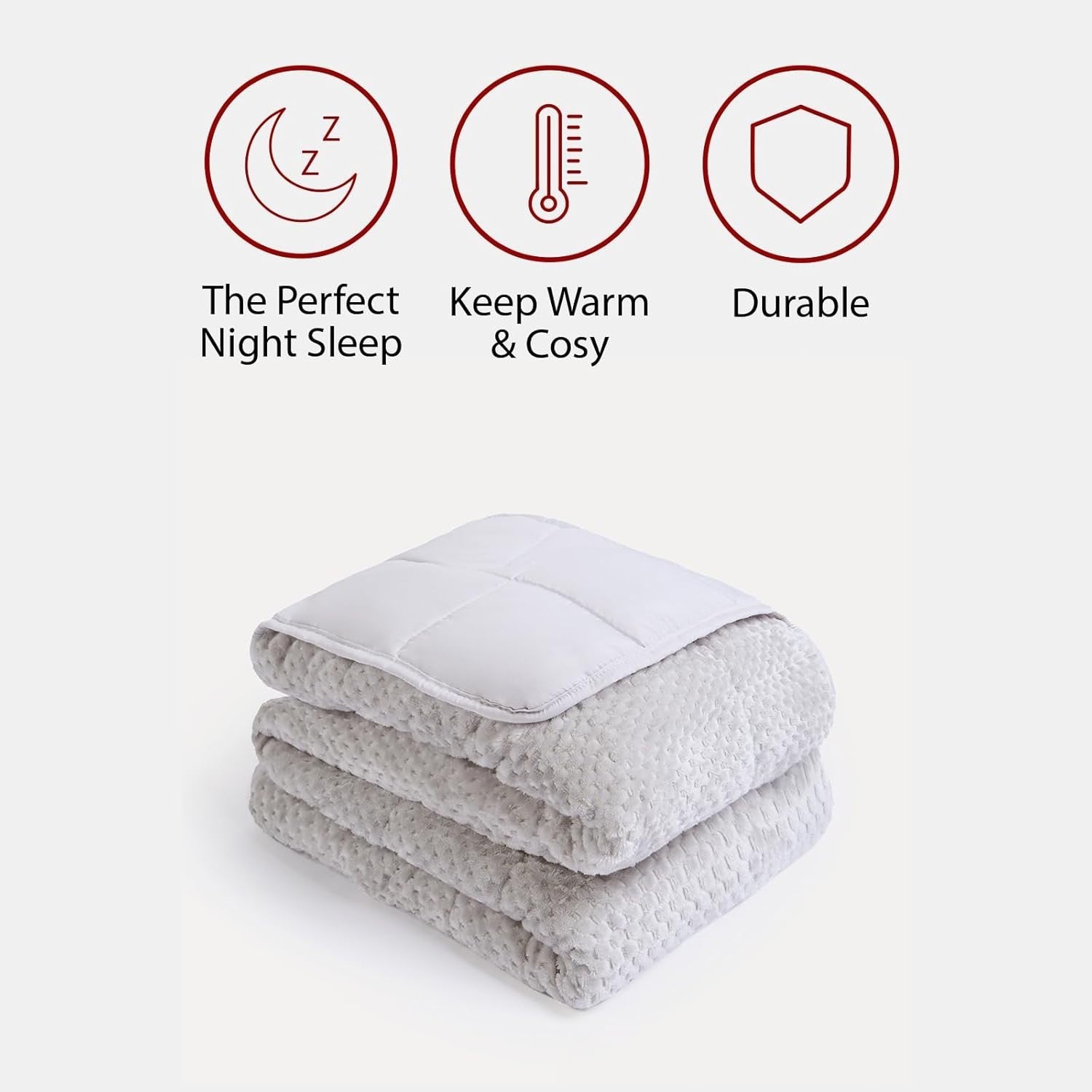 8kg Weighted Blanket 150x200cm Silver Waffle Fleece Double Bed Sleep Therapy
