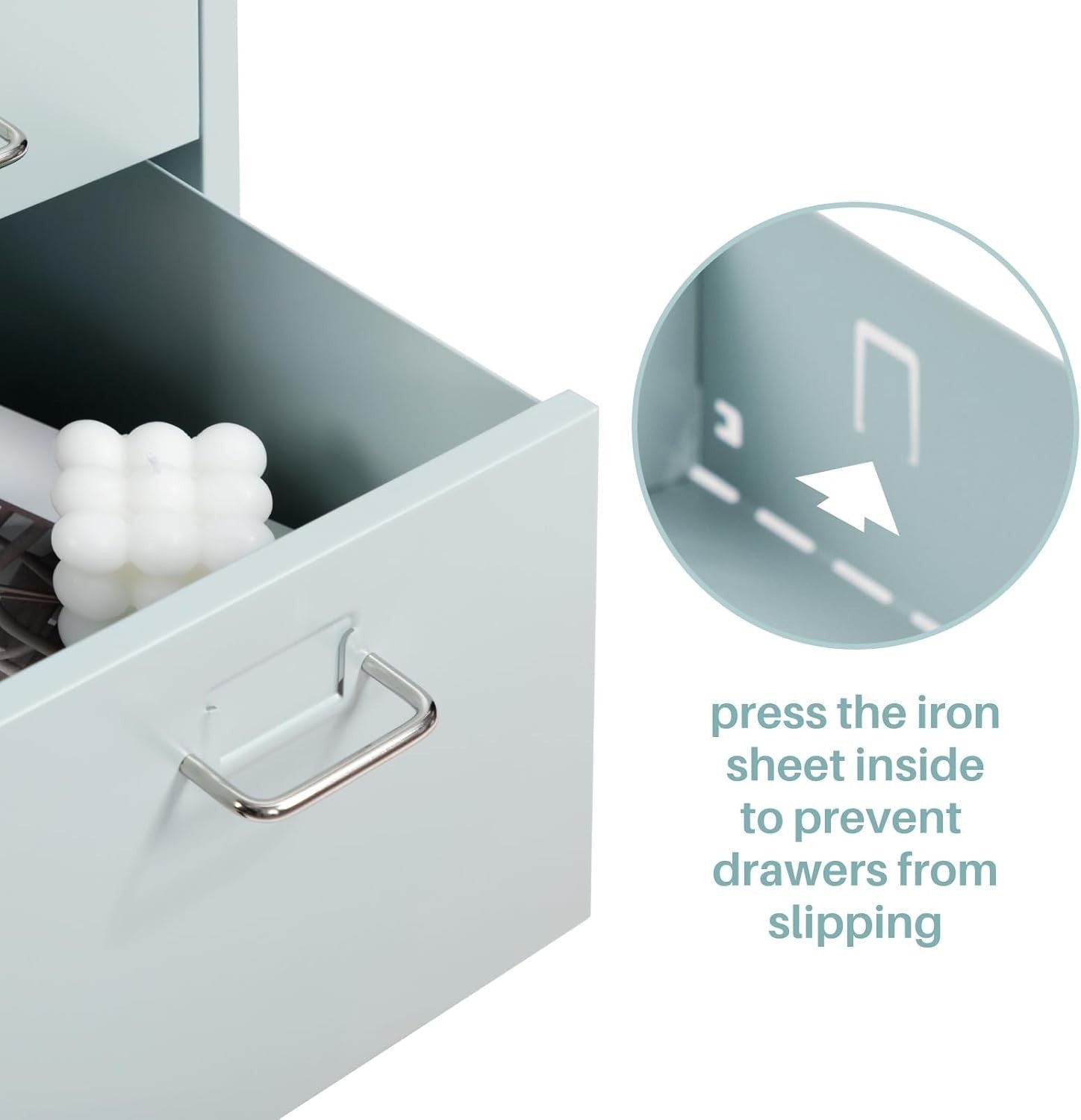 Grey Green Metal Rolling Drawer Unit 3 Tier Under Desk File Storage