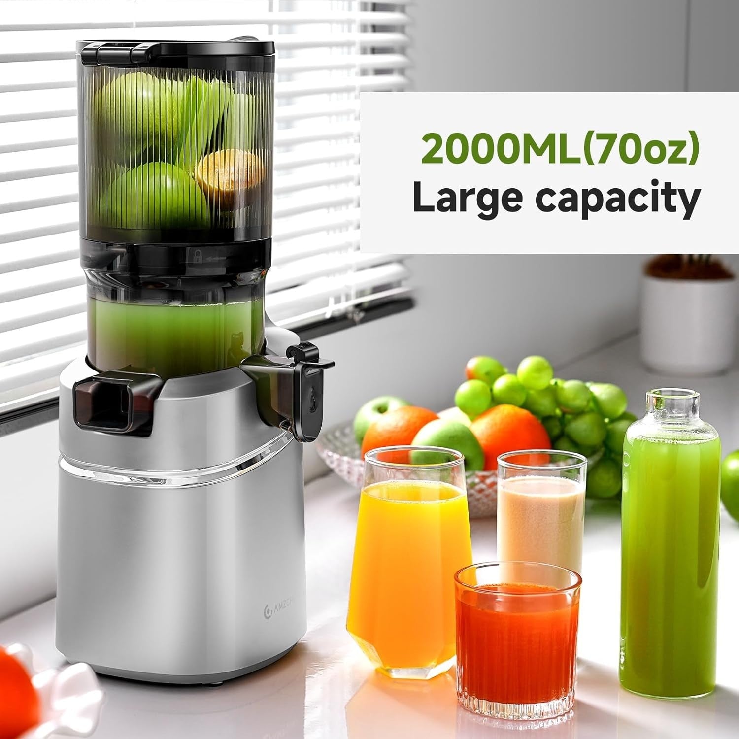 Cold Press Juicer 135mm Wide Feed Opening 250W Auto Feed High Yield