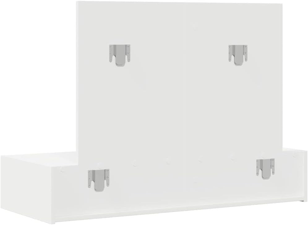 White Modern Dressing Table Makeup Vanity Desk w/ Mirror Compact MDF Wood