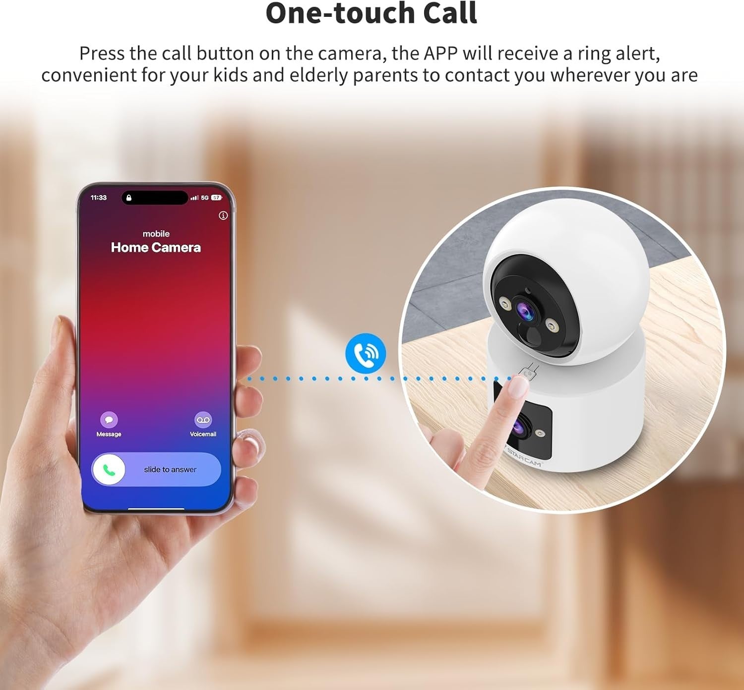 2K Indoor Security Camera Dual Lens WiFi Auto Tracking 8GB Card