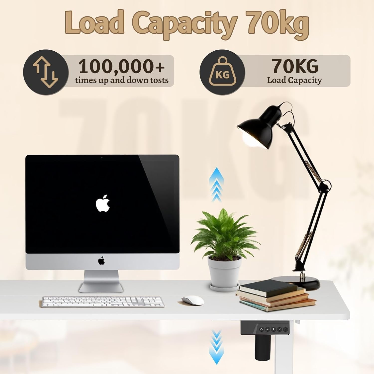 Electric Adjustable Standing Desk 120x60cm Smart Sit Stand Work Table White