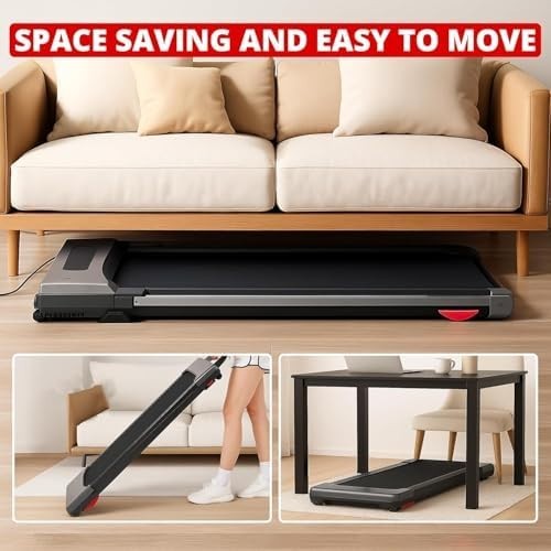 Foldable Walking Jogging Treadmill 12km/h Quiet 2-in-1 Handrail Home Office Gym