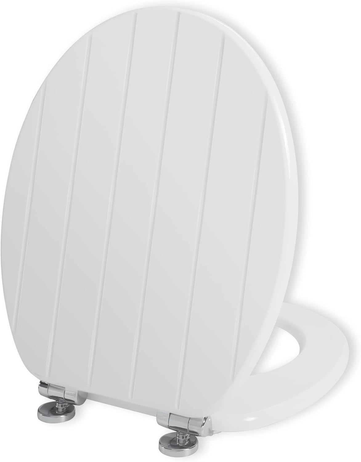White Wooden Toilet Seat Soft Close Quick Release Antibacterial Oval