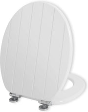 White Wooden Toilet Seat Soft Close Quick Release Antibacterial Oval