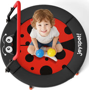 3ft Kids Trampoline Ladybug Foldable Toddler Jumper Handle 100LB