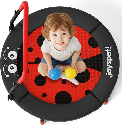 3ft Kids Trampoline Ladybug Foldable Toddler Jumper Handle 100LB