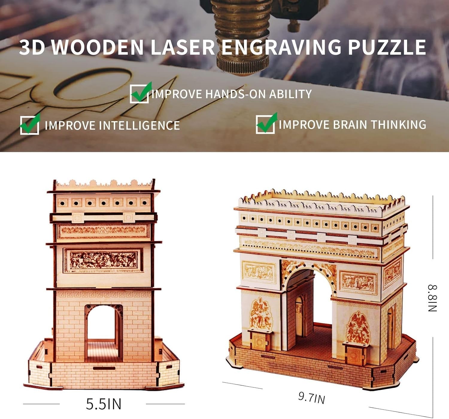 3D Wooden Puzzle Arc De Triomphe Model Kit DIY Educational Gift