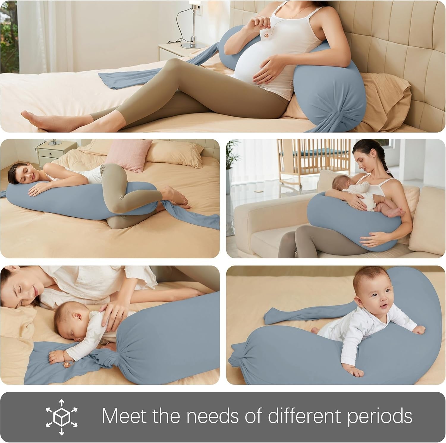 Pregnancy Pillow 54” Full Body Maternity Support Cushion Cooling Cover