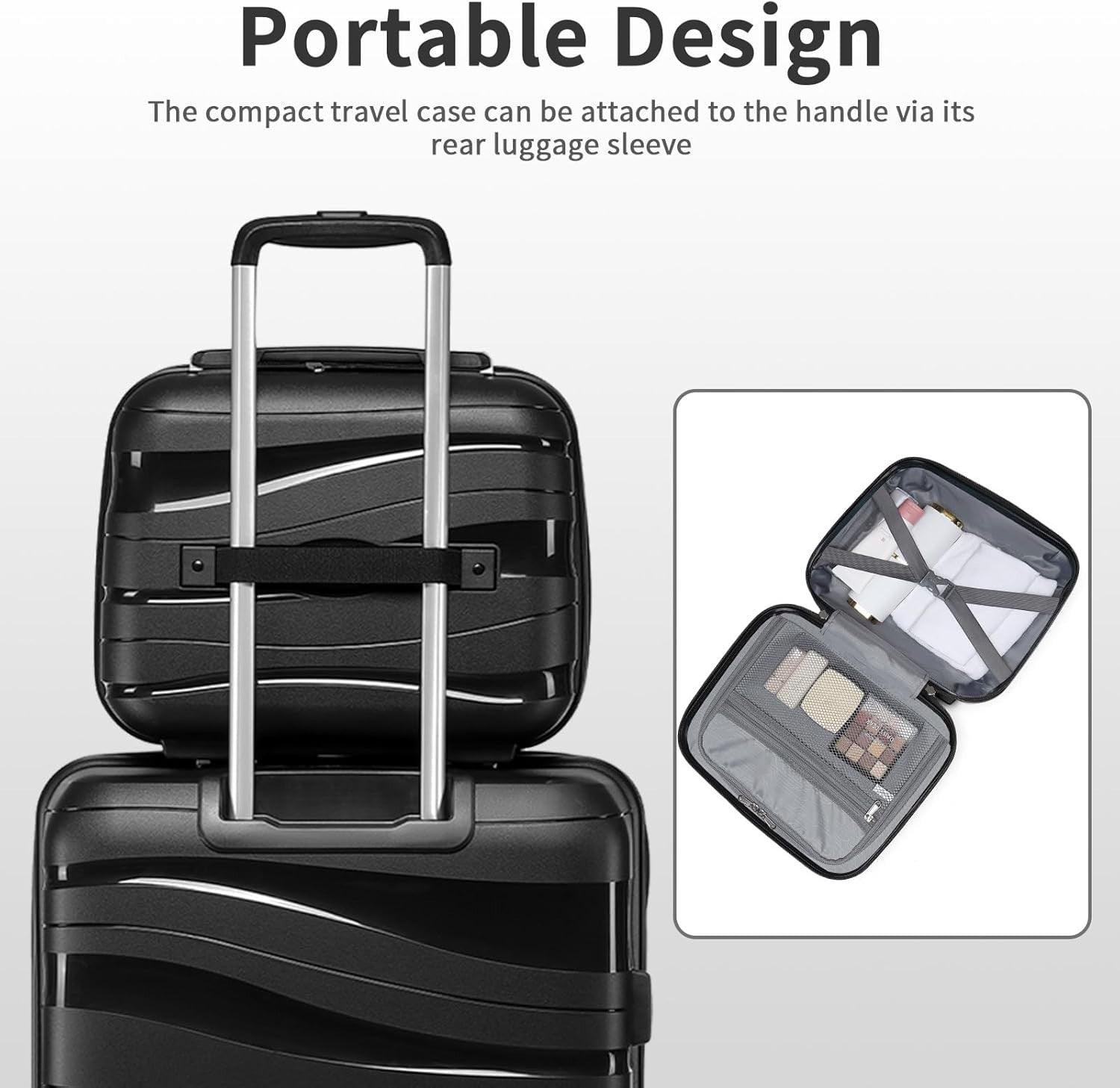 2pc Carry On Luggage Set Cabin Suitcase Polypropylene TSA Spinner