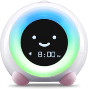Kids Sleep Trainer Alarm Clock Night Light Sound Machine Blush Pink