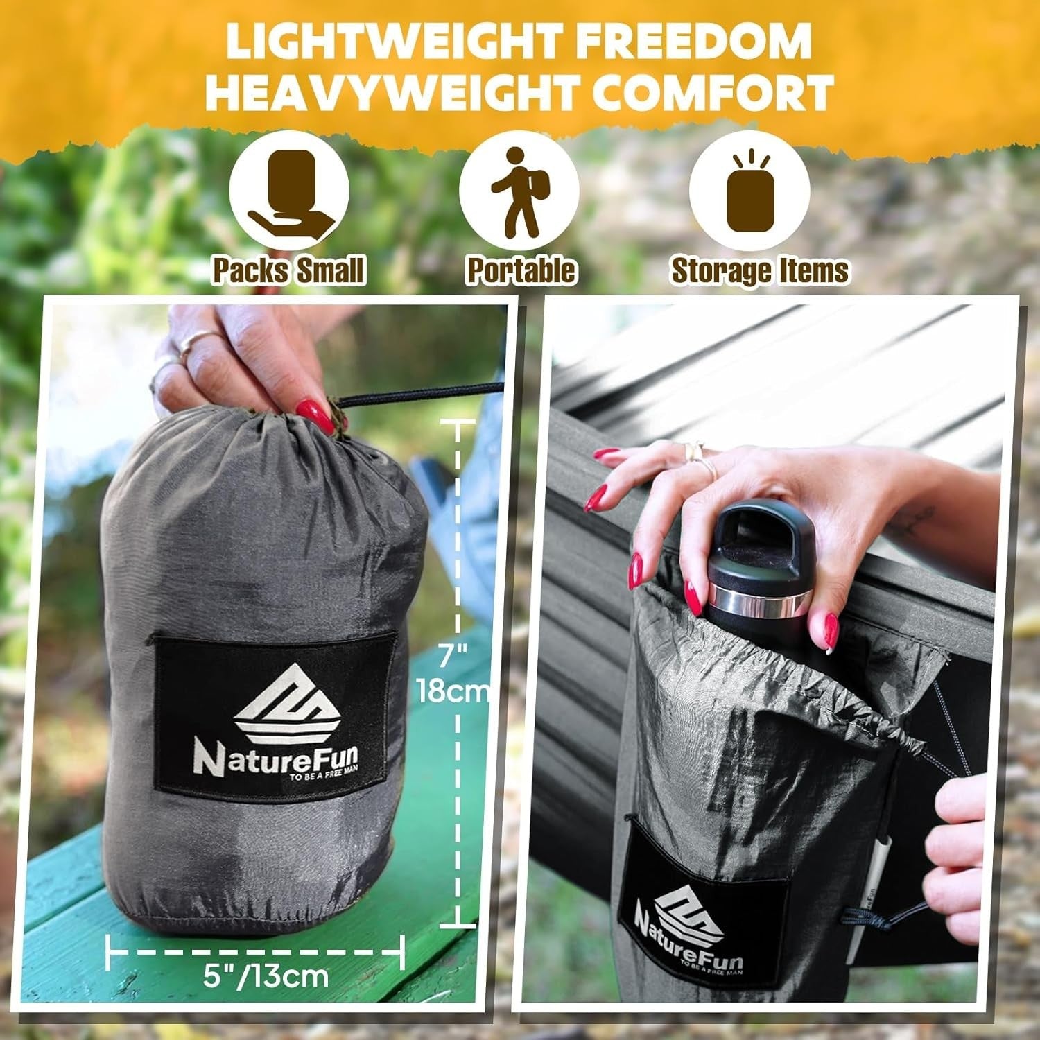 Ultra-Light Portable Camping Hammock 300kg Load Breathable Parachute Nylon