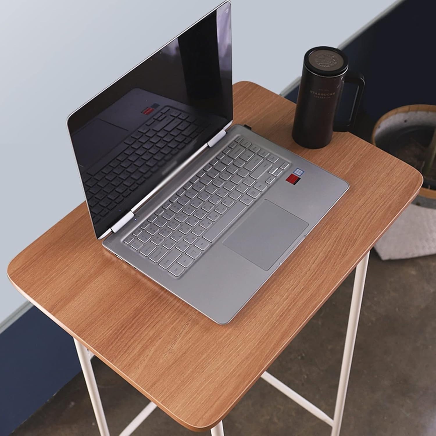 White Standing Laptop Desk 60x40cm Adjustable Writing & Work Table