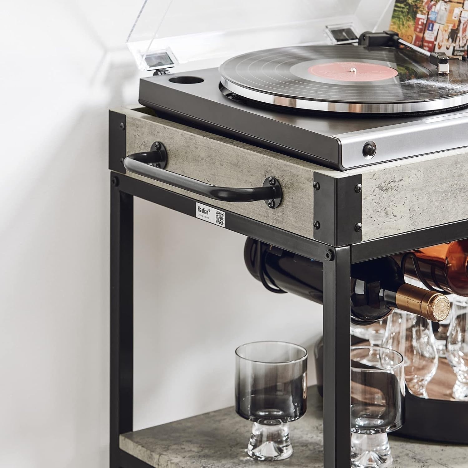 3 Tier Serving Trolley Wine Rack Glass Holder Rolling Cart