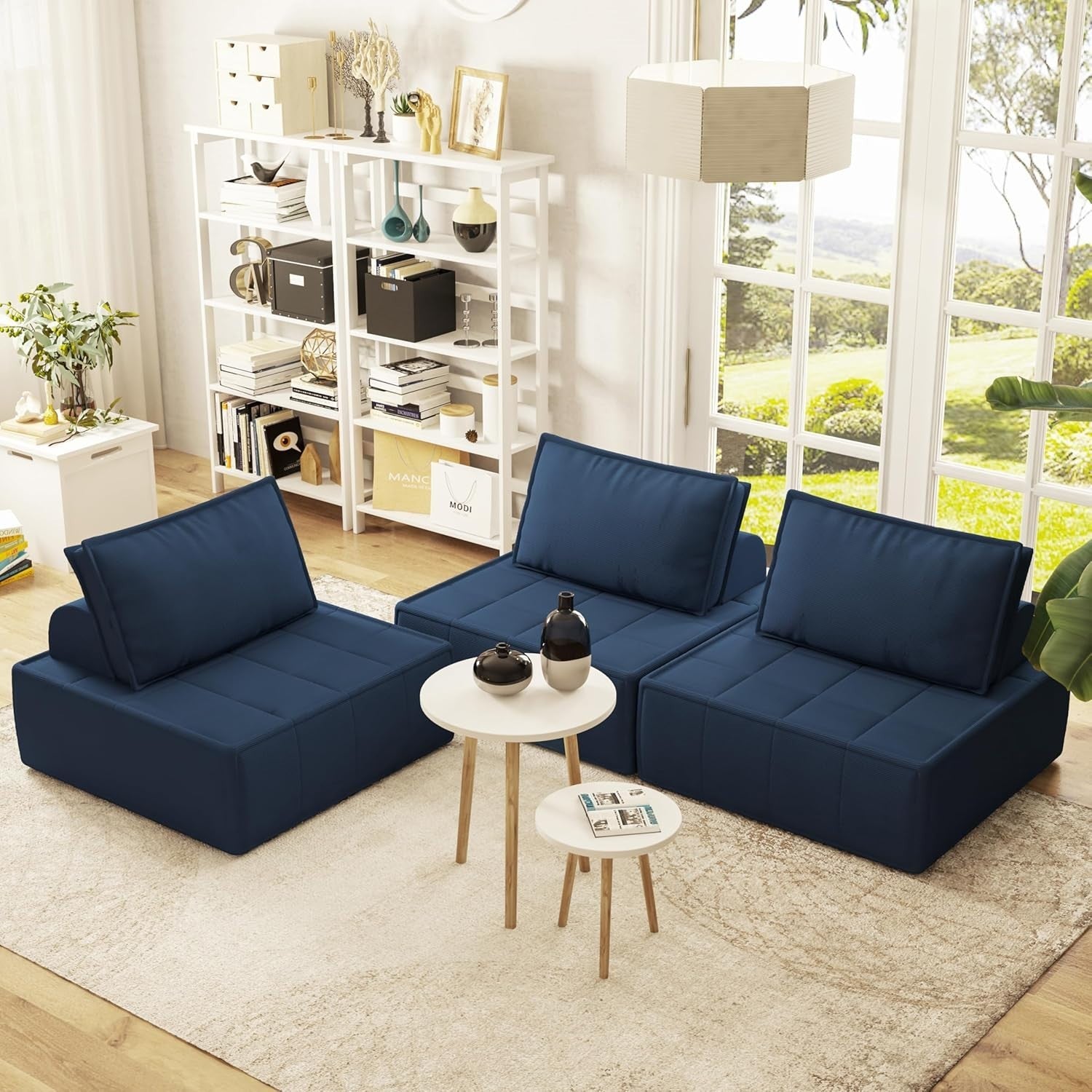 Convertible Fold Out Sofa Bed Chair Blue Single Seat for Lounge Guest Room