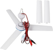 ESLOYSUN DC 12V Portable 19.7" Ceiling Fan, Battery Powered for Outdoor/RV