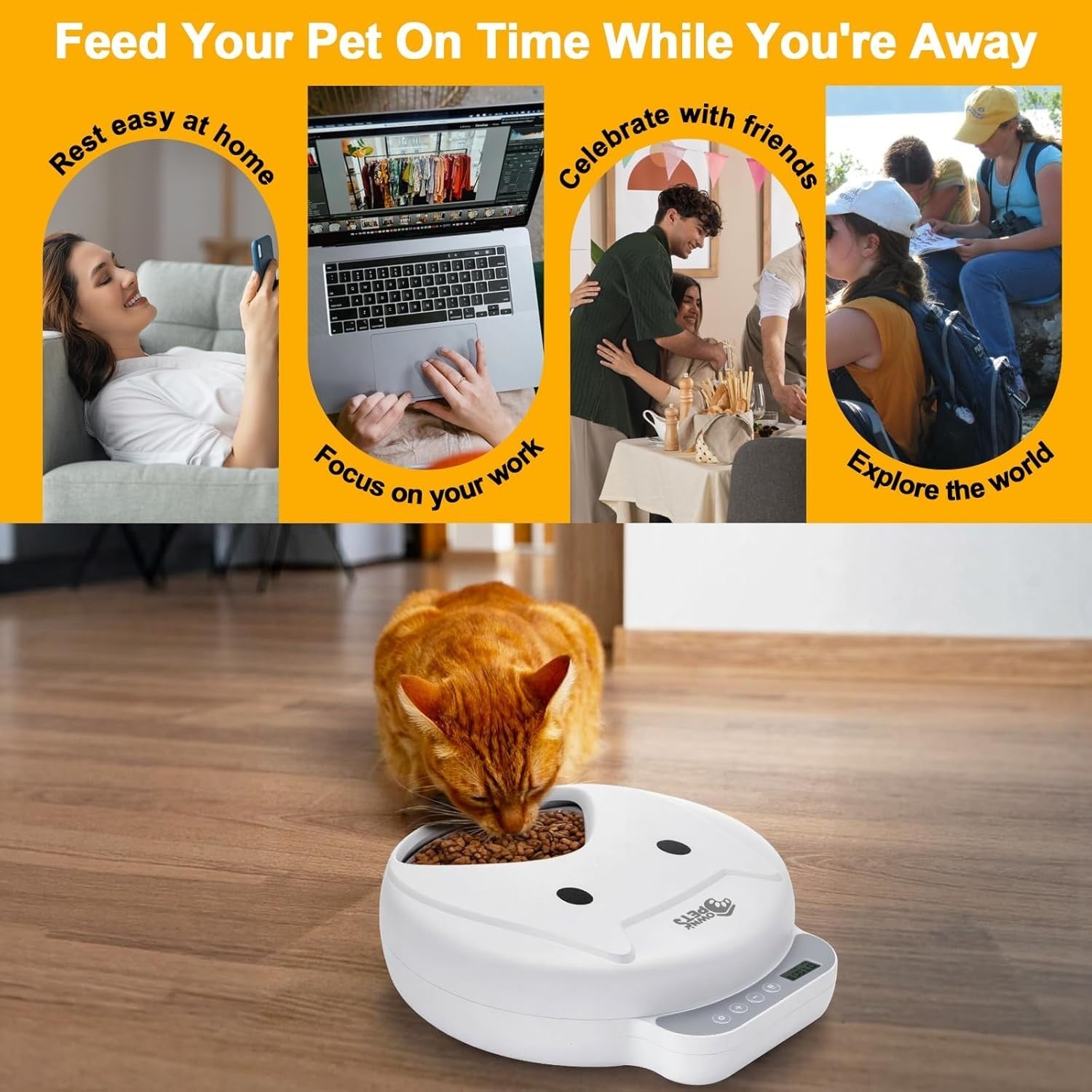 Automatic Wet Cat Feeder 4 Bowl Timer Food Dispenser Ice Pack Battery