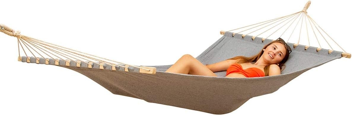 XXL Double Cotton Hammock with Wooden Spreader Bars 295x120cm – Indoor & Outdoor