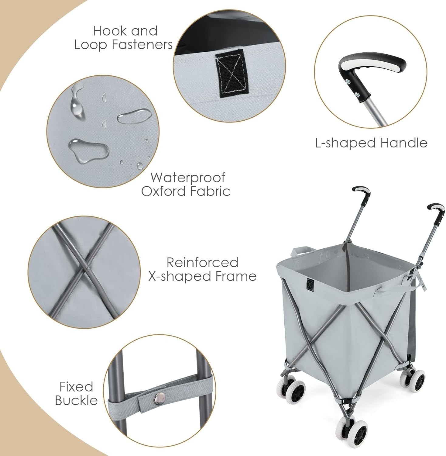Heavy Duty 90L Folding Shopping Trolley 8 Wheels Push Cart