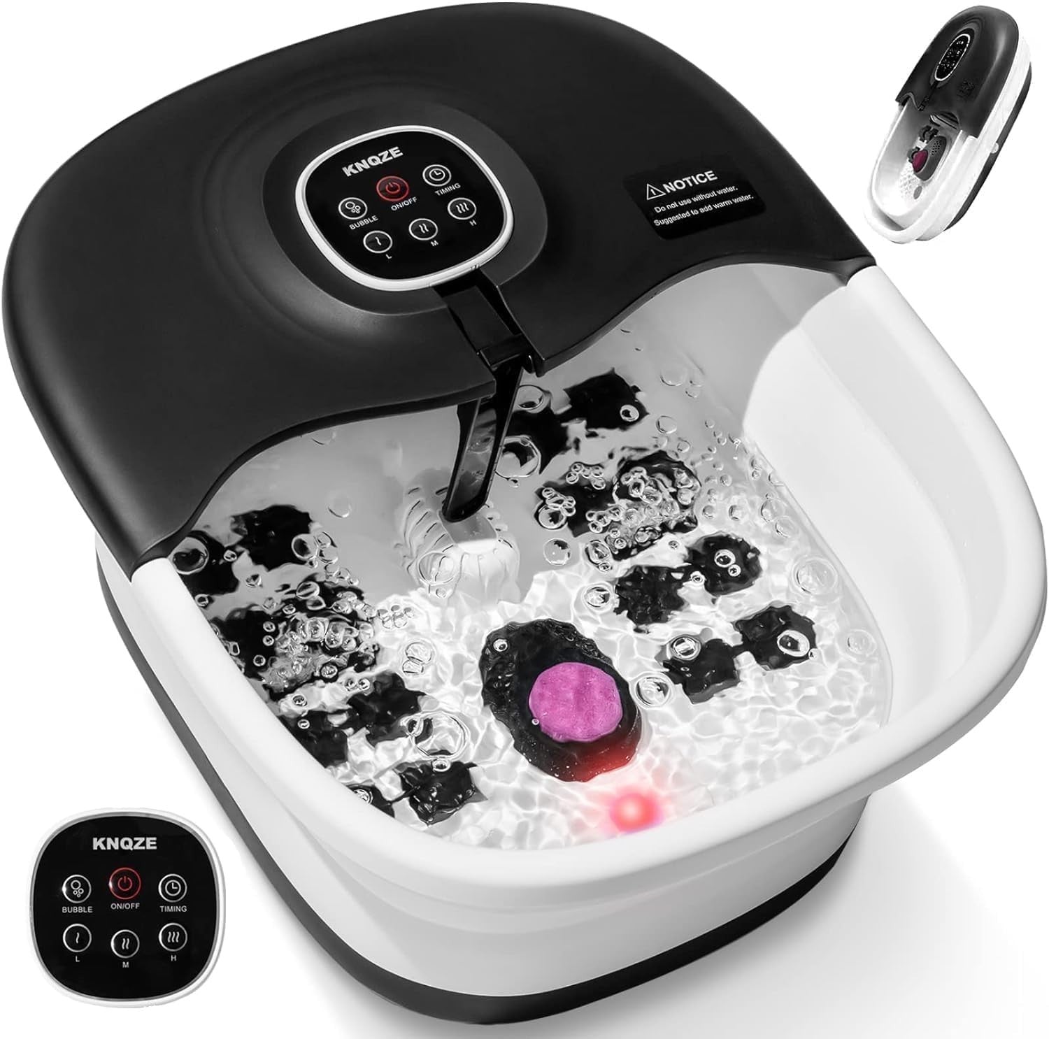 Foldable Foot Spa Massager with Heat, Bubbles, 16 Rollers & Red Light