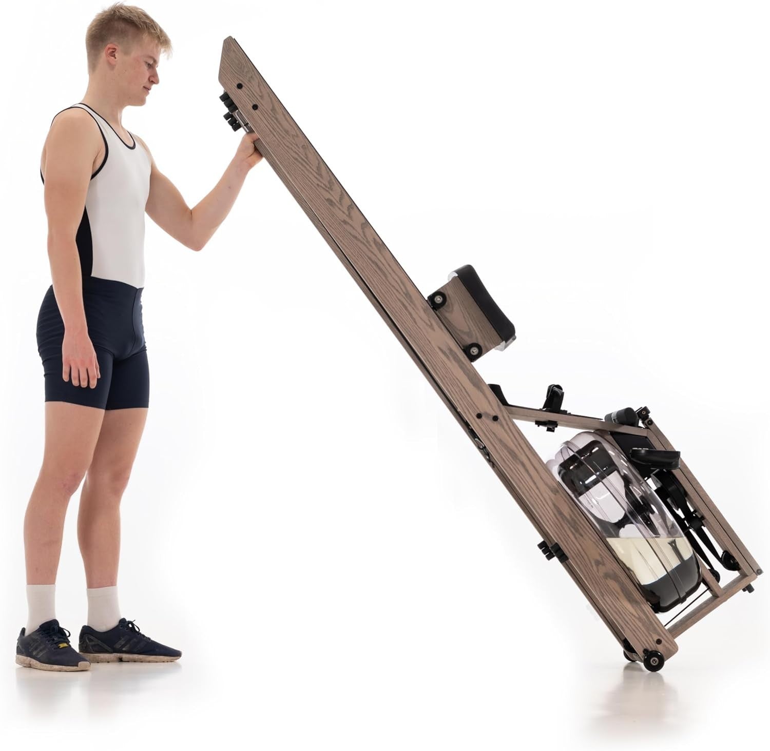 Wood Water Rowing Machine Driftwood Finish Water Resistance Bluetooth Monitor