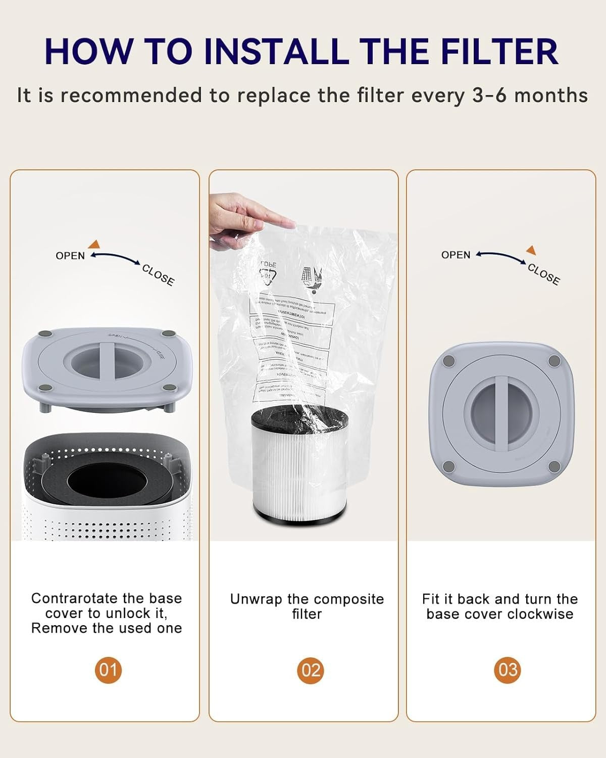 Ultra Quiet HEPA Air Purifier 70m² CADR 223 Large Bedroom Pet Smoke