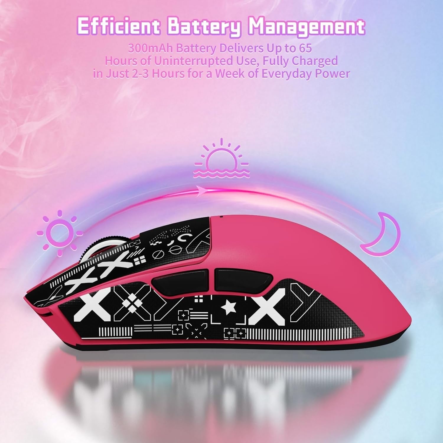 Lightweight Gaming Mouse 22K DPI 63g RGB Tri-Mode Pink