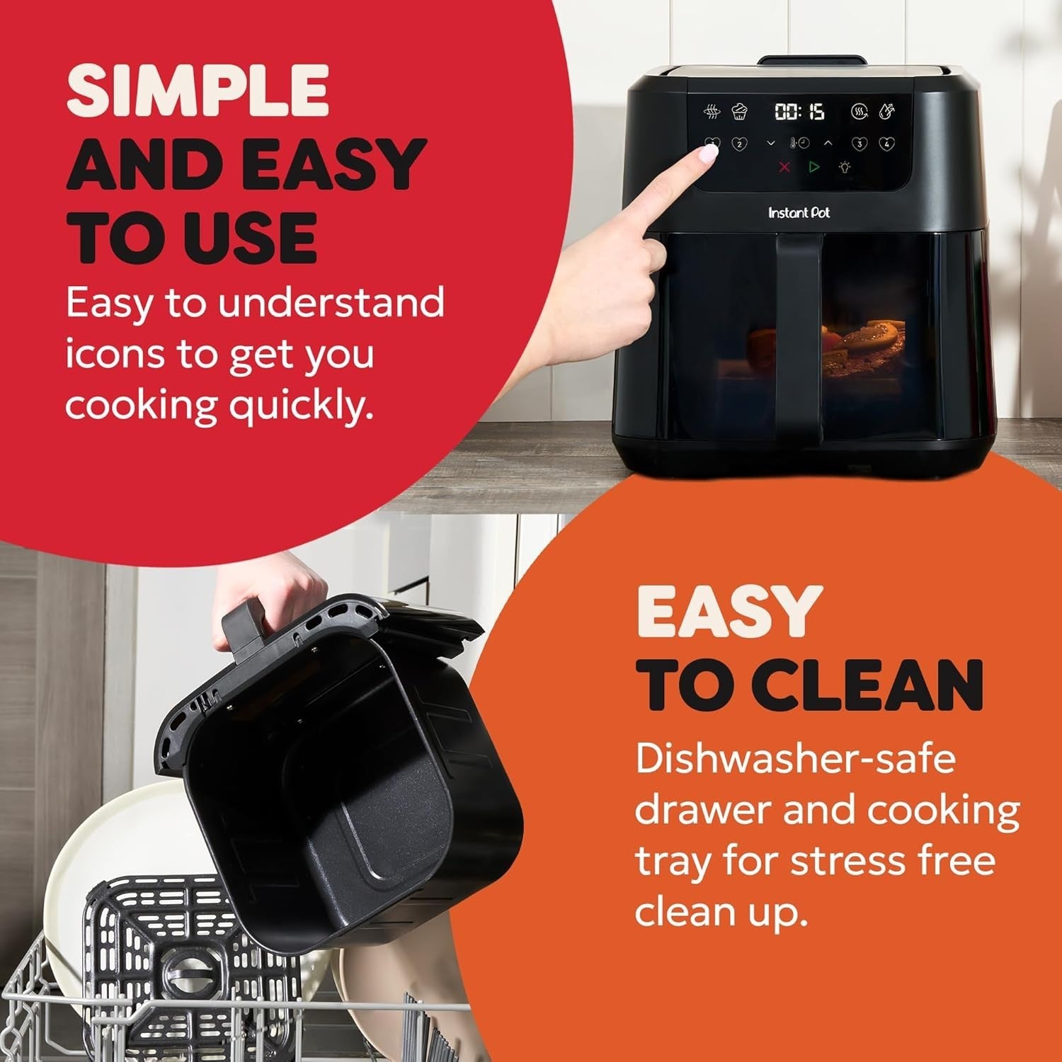 5L Digital Air Fryer Compact Window Rapid Cook 4-in-1 Bake Reheat Dehydrate