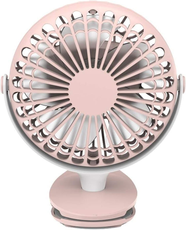 Mini USB Clip Fan 360° Rotating 3-Speed Quiet Table Desk Fan Rechargeable Pink