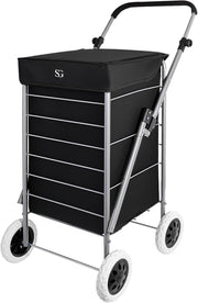 Foldable 4-Wheel Shopping Trolley Cart with Removable Bag - Heavy Duty