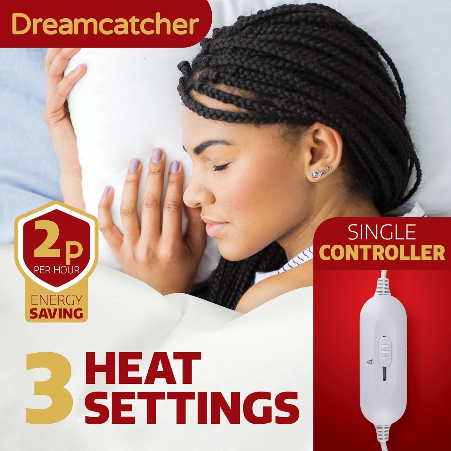 Single Electric Underblanket Fitted Mattress Cover 3 Heat Settings Washable