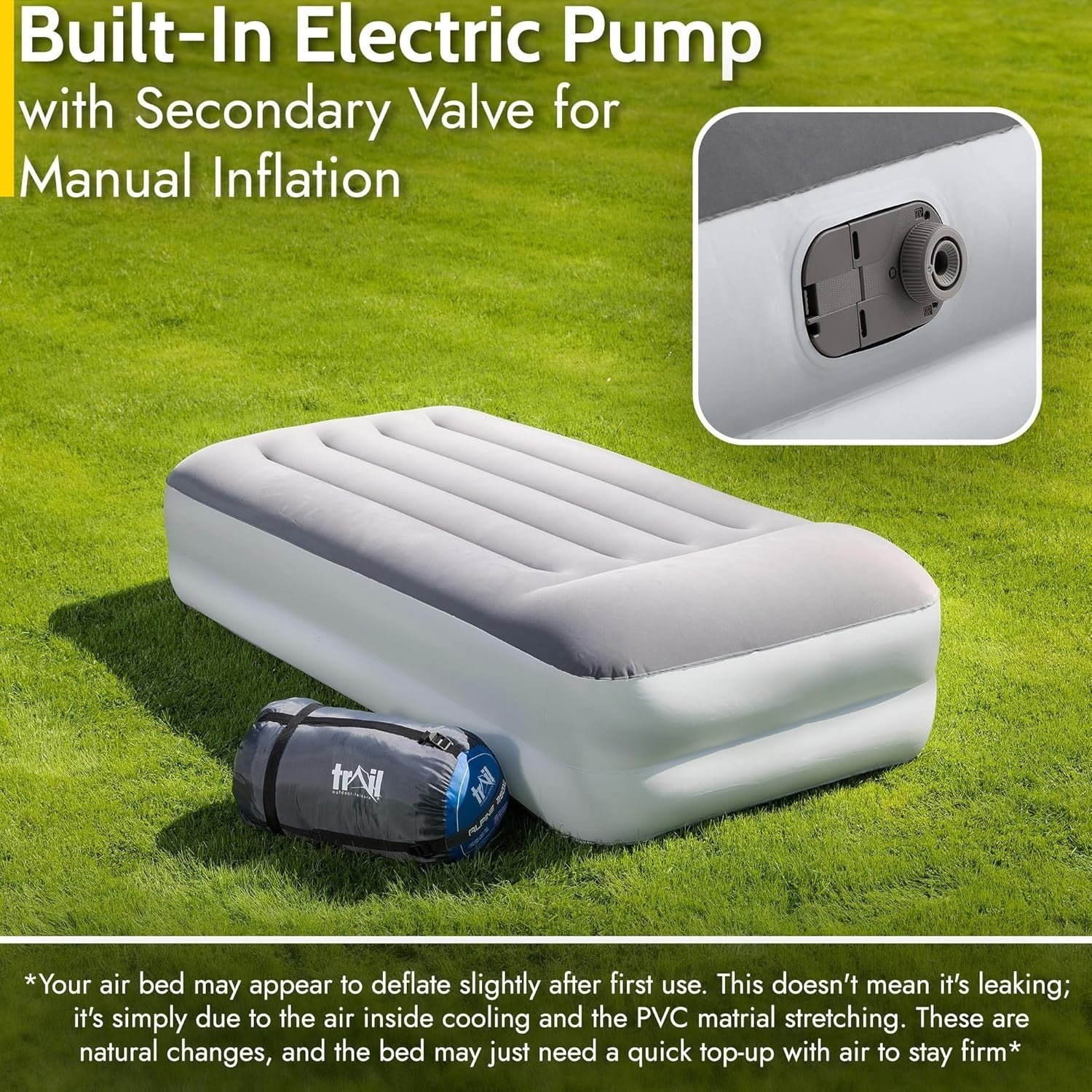 Deluxe Single Airbed with Built-In Electric Pump & Pillow – Waterproof Comfort