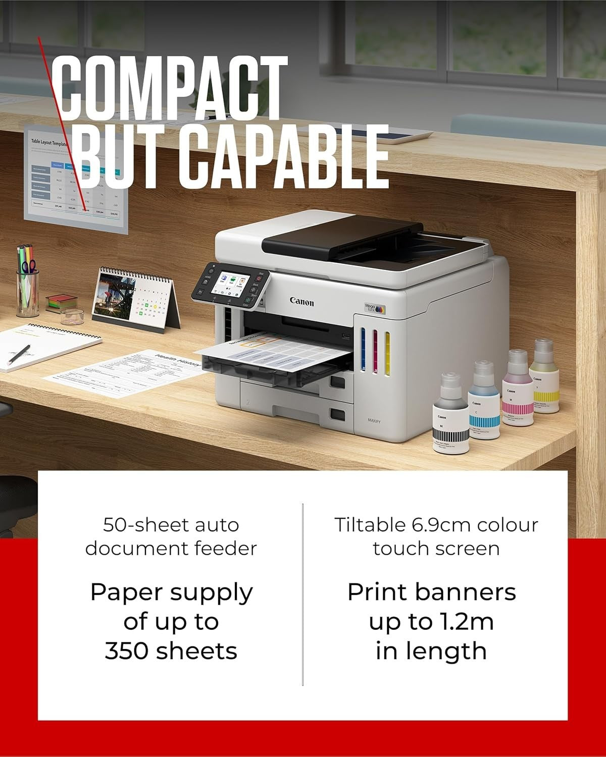 Wireless Colour MegaTank Office Printer Scanner Copier Auto-Duplex White