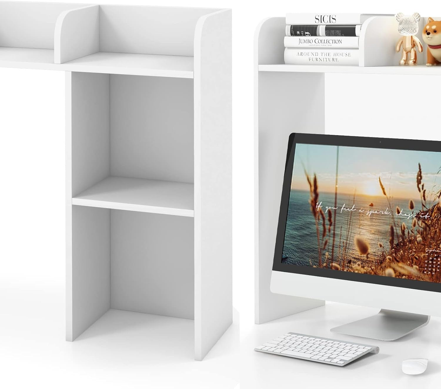 4-Tier Wooden Desk Bookshelf Organizer Display Shelf Rack White