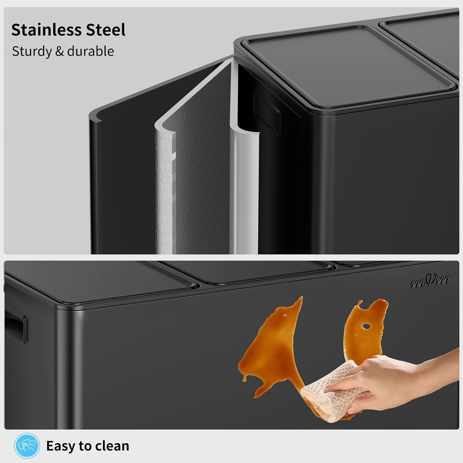 45L Triple Recycling Bin 3x15L Stainless Steel Pedal