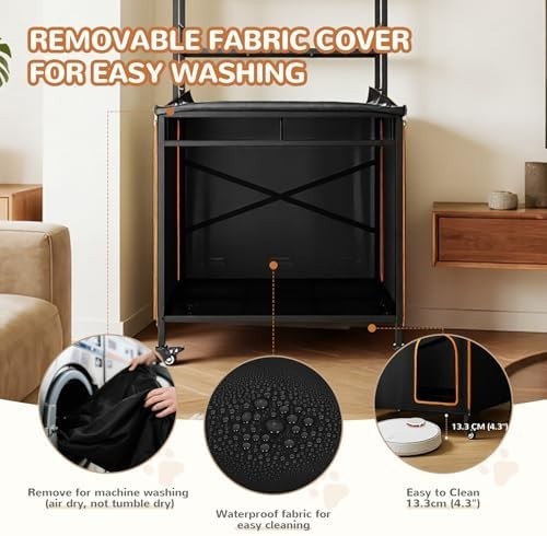 Hidden Cat Litter Box Furniture with Ventilation & Towel Rail, Espresso