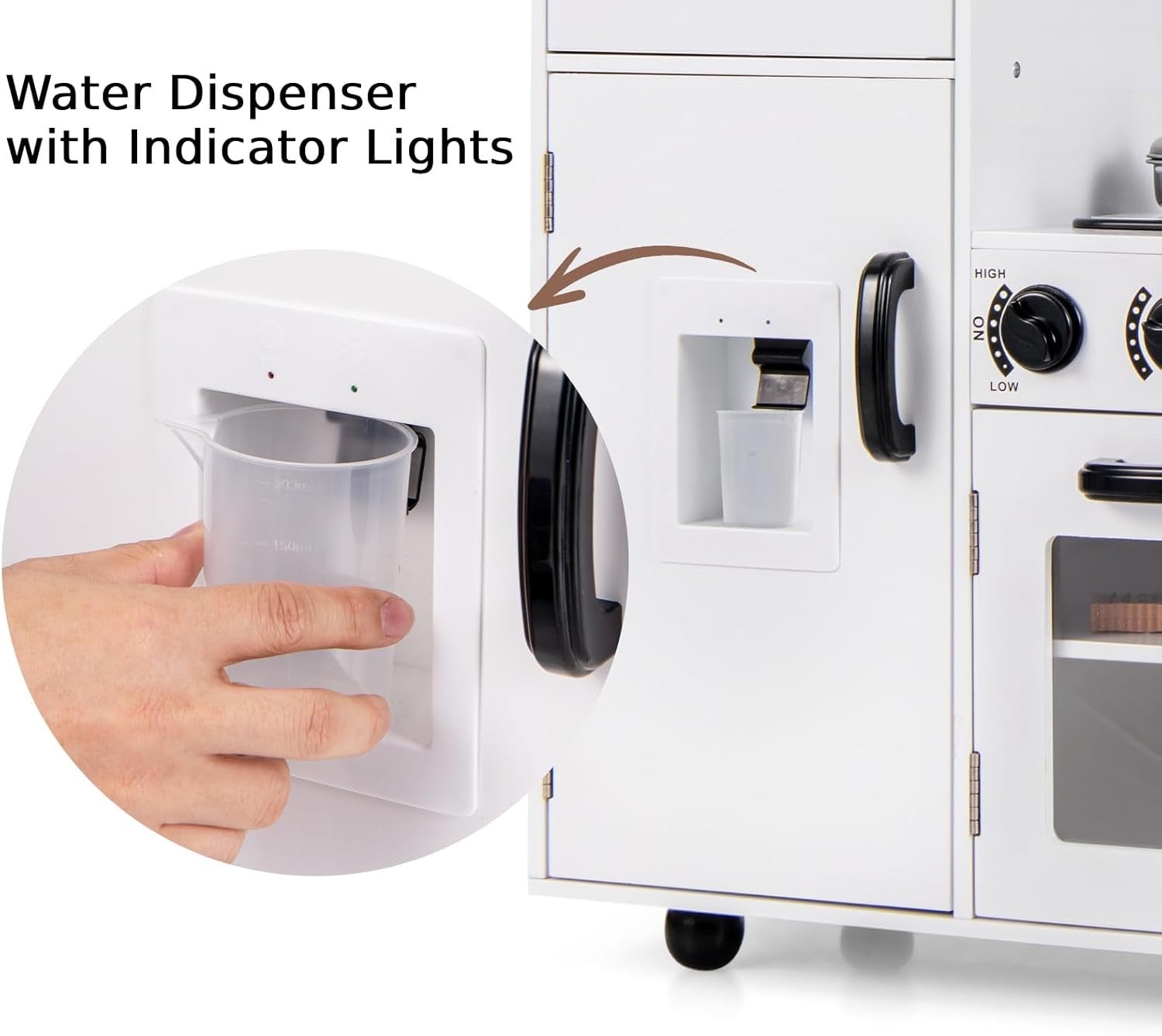 Kids Wooden Play Kitchen Lights Sounds Water Dispenser White Toy