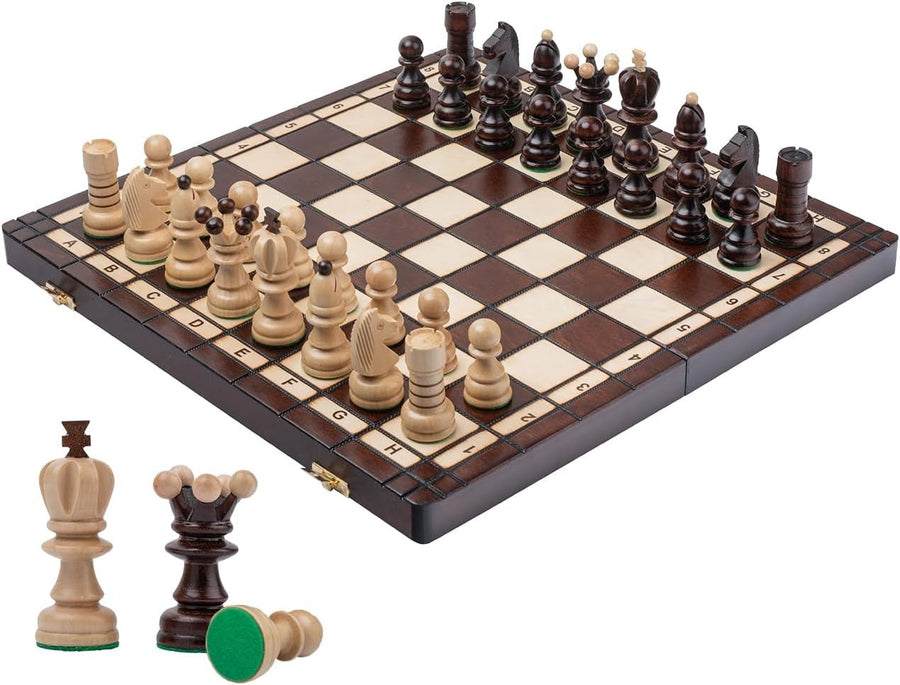 Luxury 42cm Wooden Chess Set XL | Handcrafted Board & Weighted Pieces | Premium