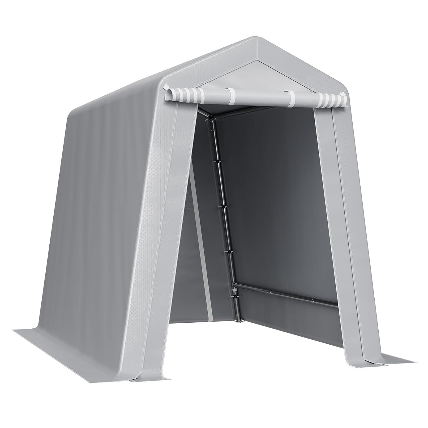 Outdoor Storage Shed Tent 6x8FT Waterproof PE Shelter with Steel Frame & Doors