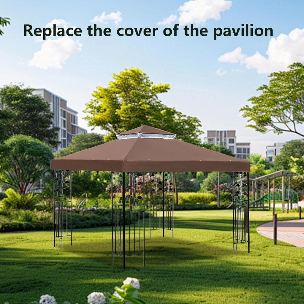 10x10Ft Double Tier Gazebo Canopy Waterproof Patio Roof Outdoor Shade Cover