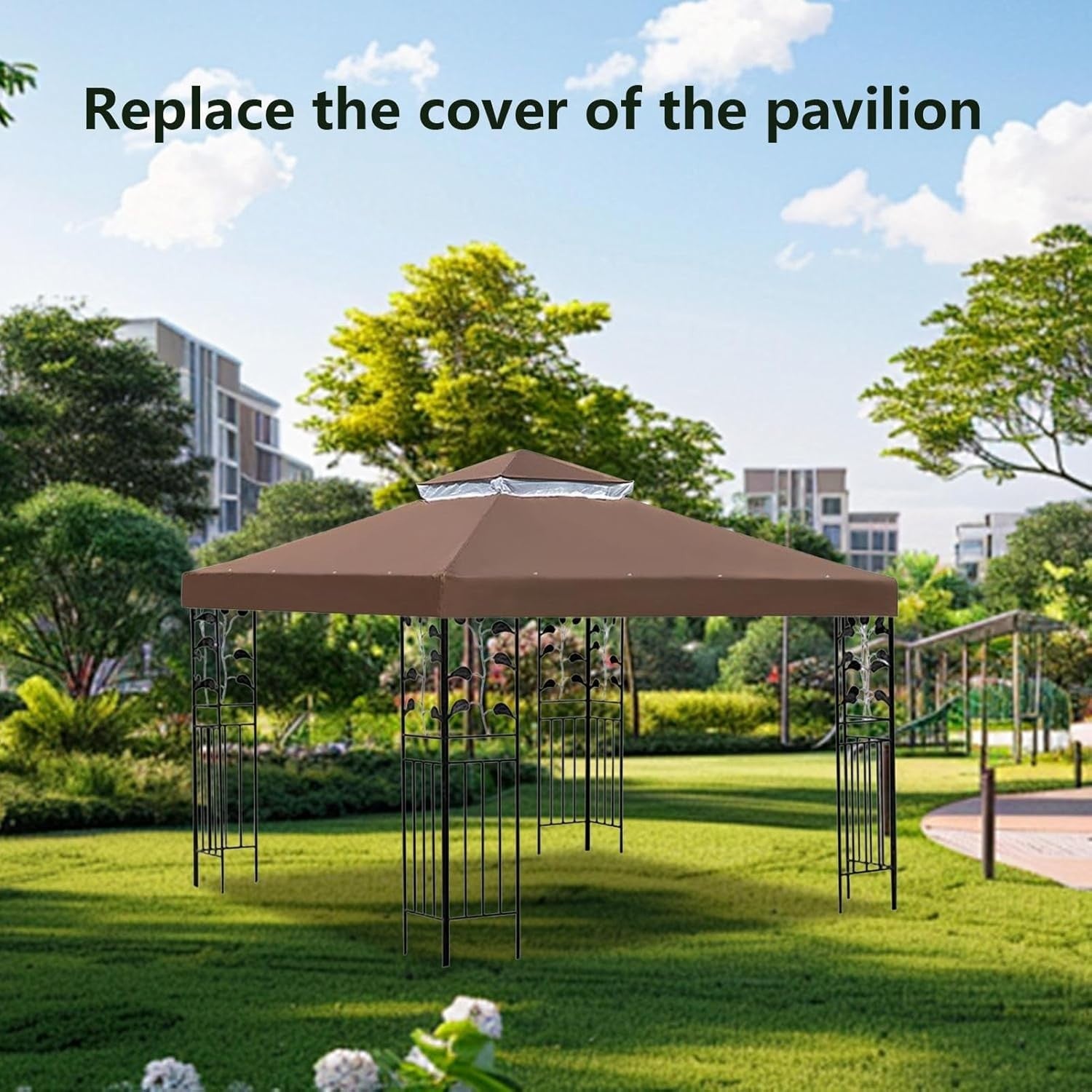 10x10Ft Double Tier Gazebo Canopy Waterproof Patio Roof Outdoor Shade Cover