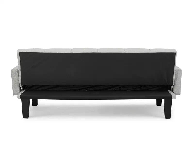 3 Seater Grey Sofa Bed Clic Clac Tufted Fabric Guest Sleeper Couch Modern