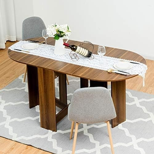 163CM Folding Drop Leaf Dining Table for 4-6 People – Space-Saving Design